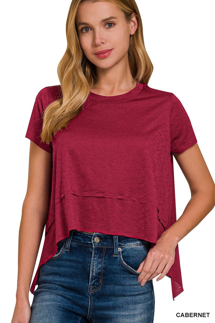 Dottie Shark Bite Hem Short Sleeve Top
