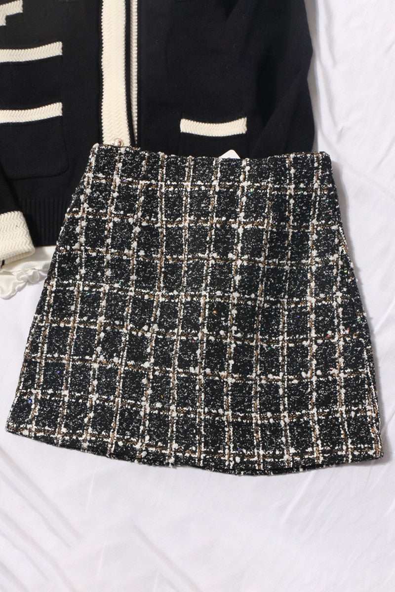 Plaid Tweed Skirt