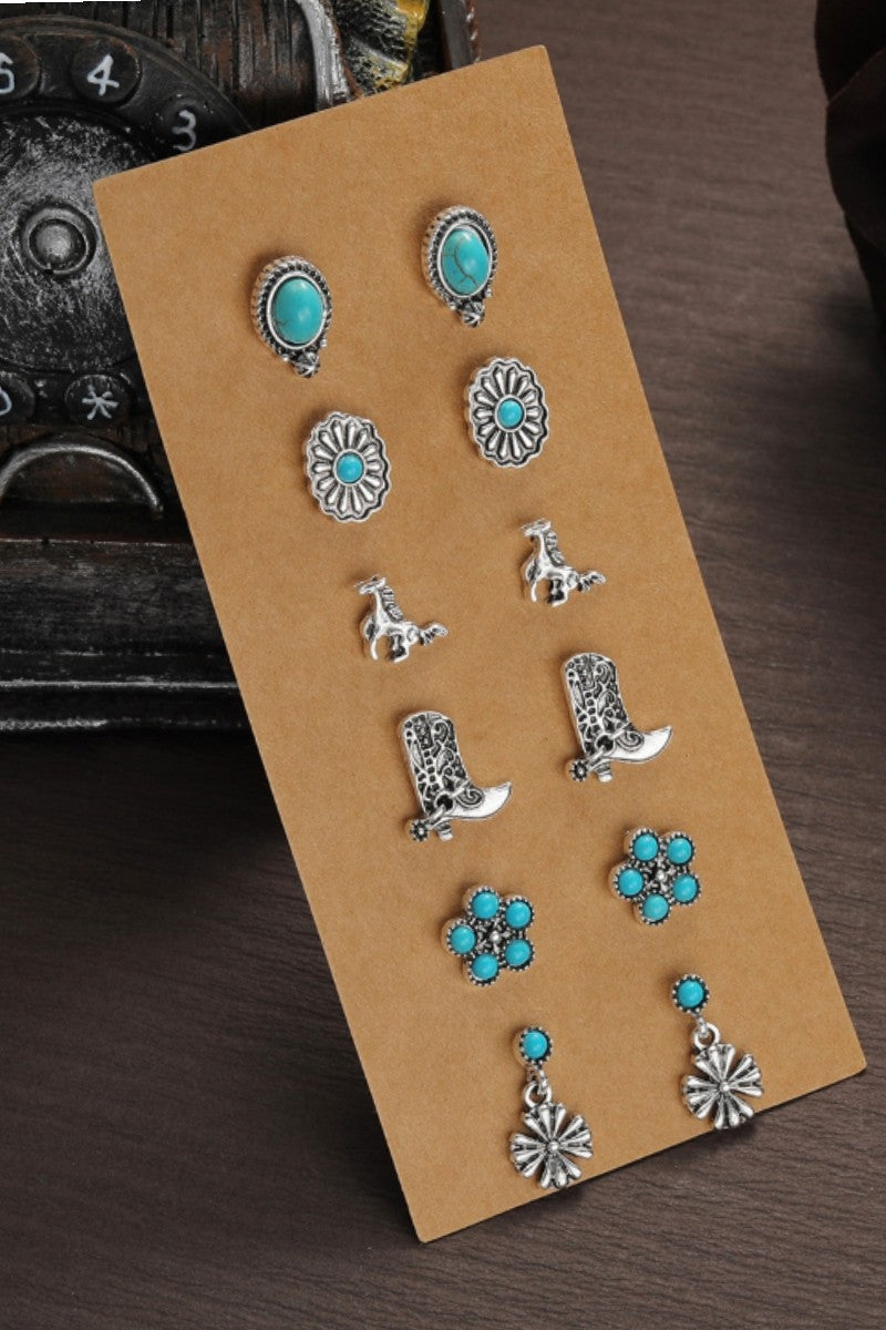 Western Stud Earrings Set