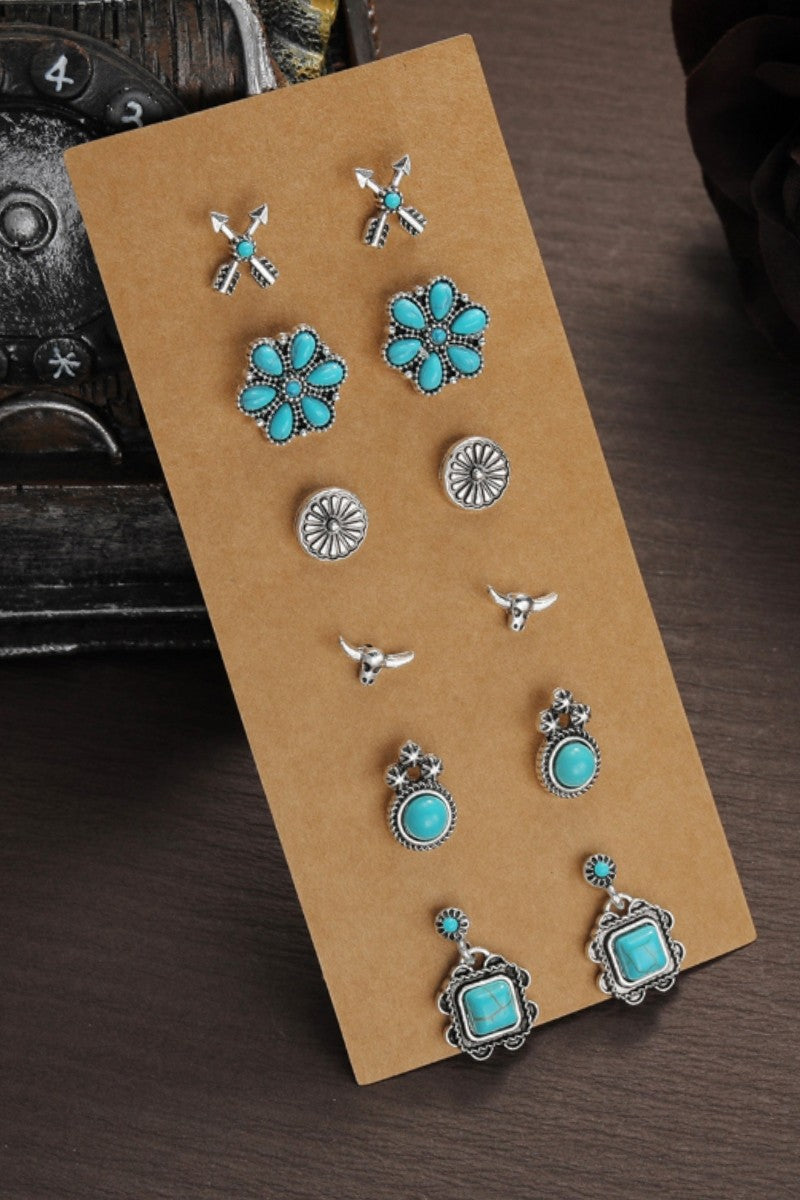Western Stud Earrings Set