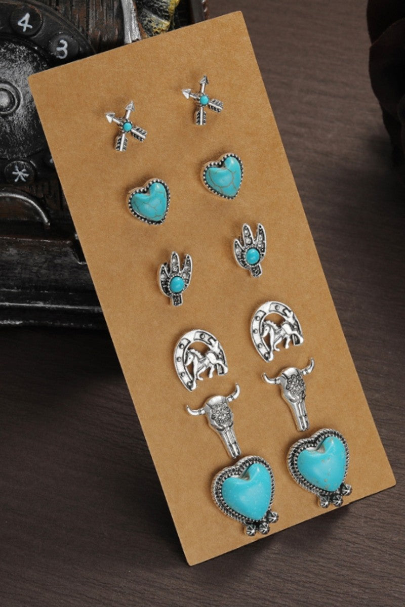 Western Stud Earrings Set
