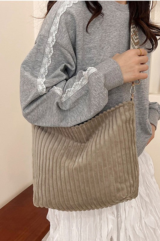 Corduroy Tote Bag with Guitar Strap