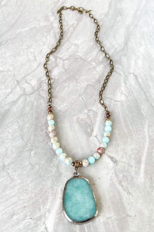 Amazonite Stone Pendant Necklace
