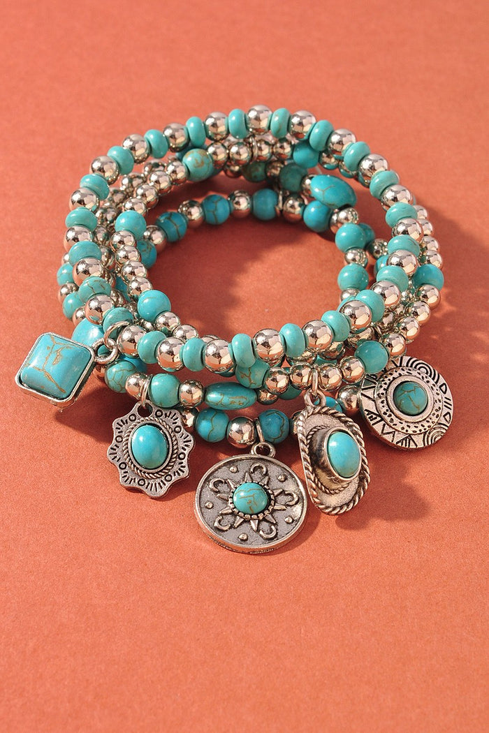 Western Beaded Charm Bracelet Set