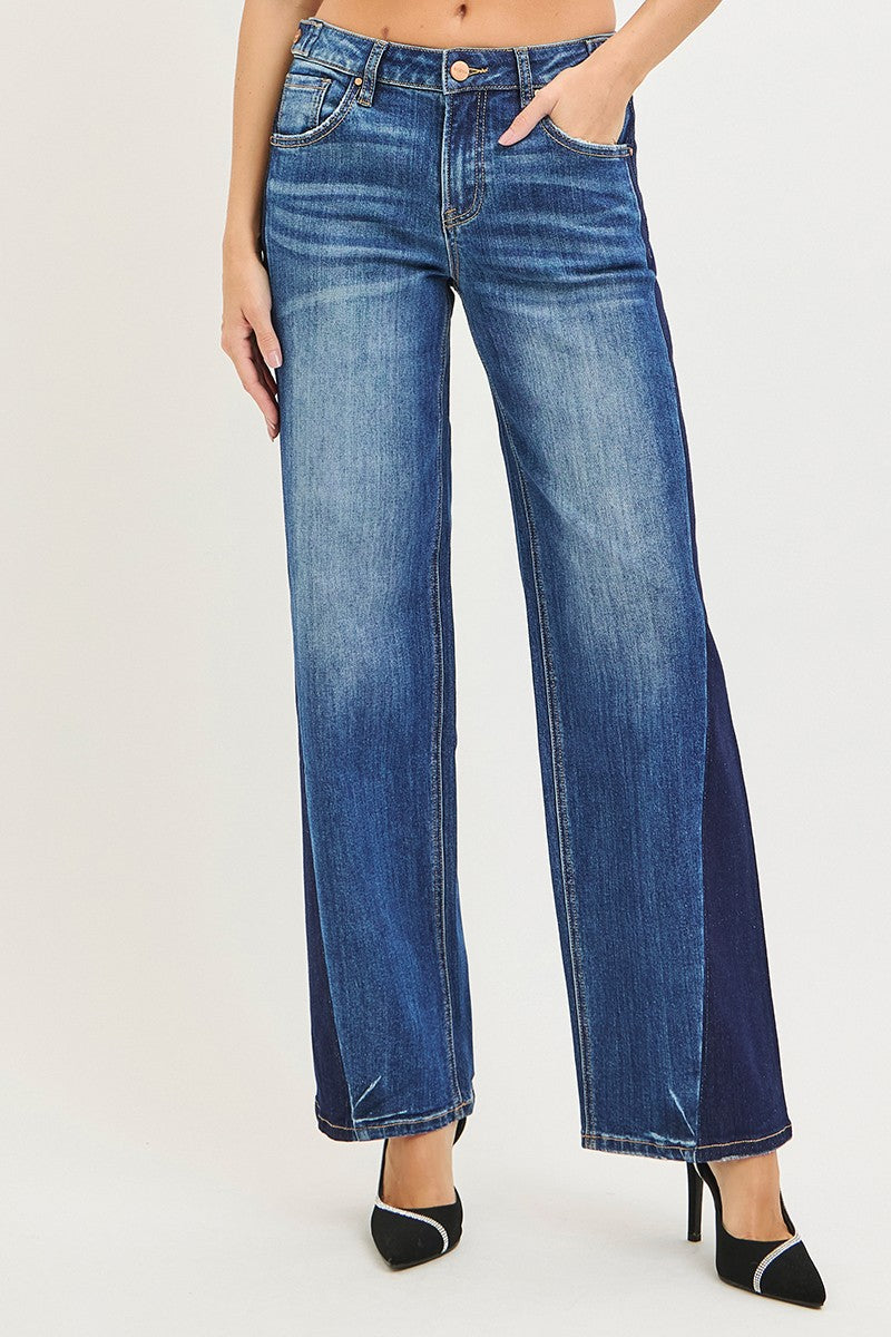 RISEN Contrast Wash Baggy Jeans