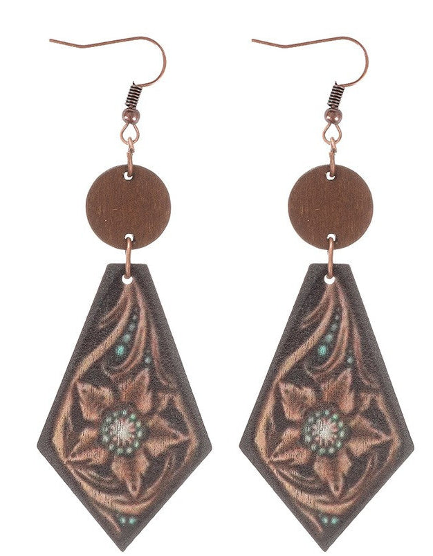 Wooden Western Earrings