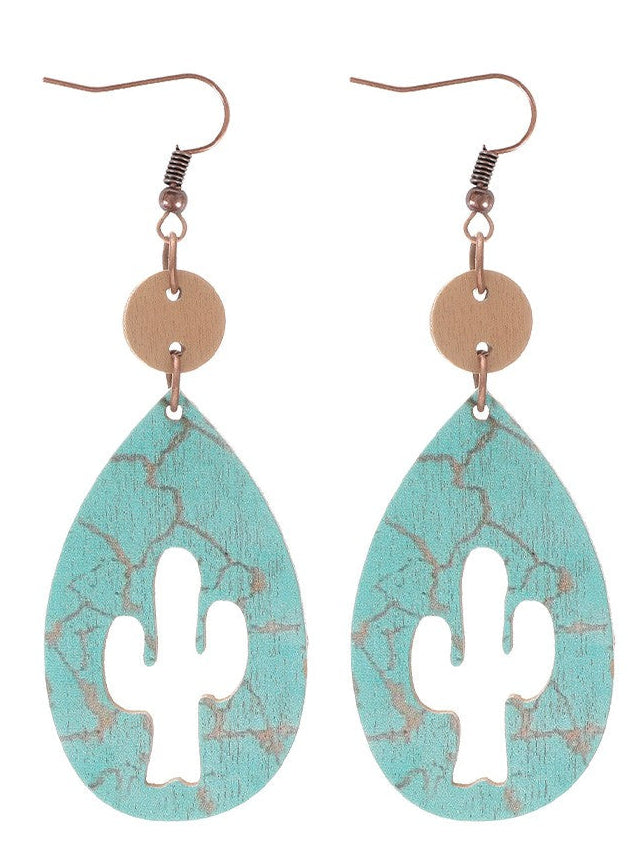 Wooden Western Earrings