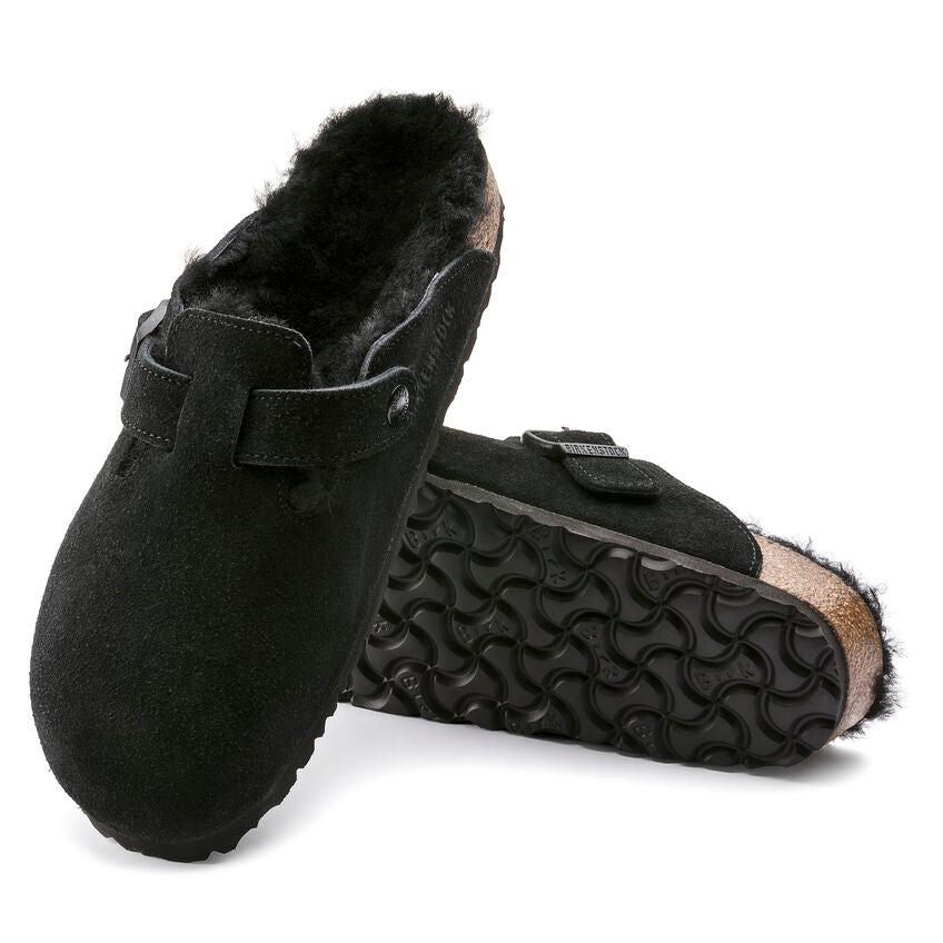 Birkenstock Boston Shearling Clogs - Black (Regular/Wide)