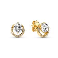 14k Gold-plated stud earrings with clear cubi