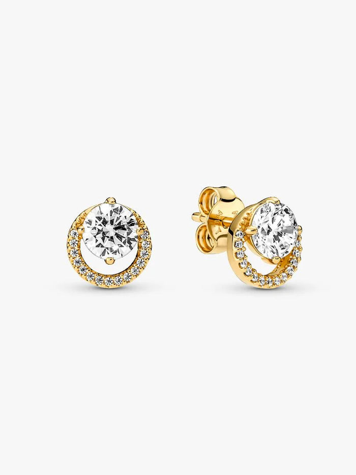 Sparkling Round Halo Stud Earrings