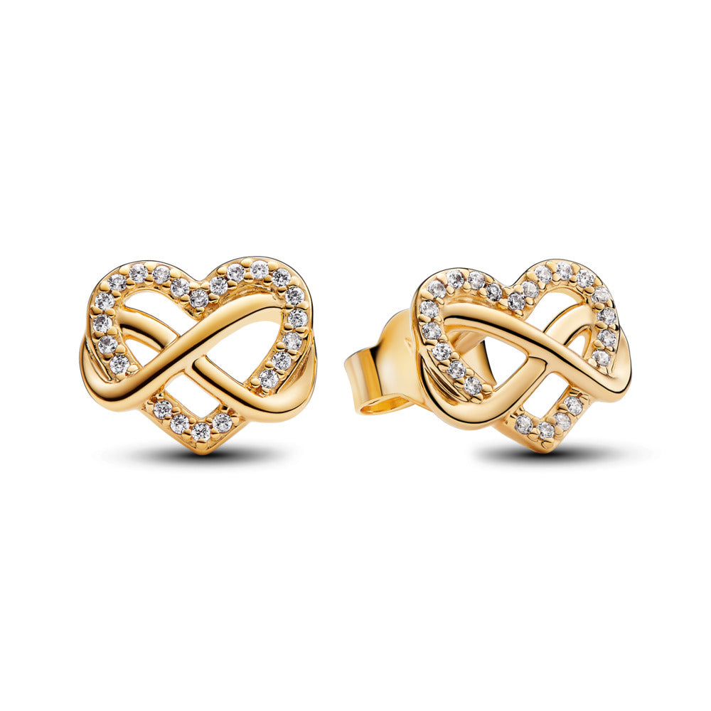 Sparkling Infinity Heart Stud Earrings