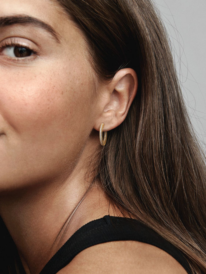 Pavé Heart Hoop Earrings