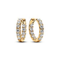 Gold Sparkling Row Eternity Hoop Earrings