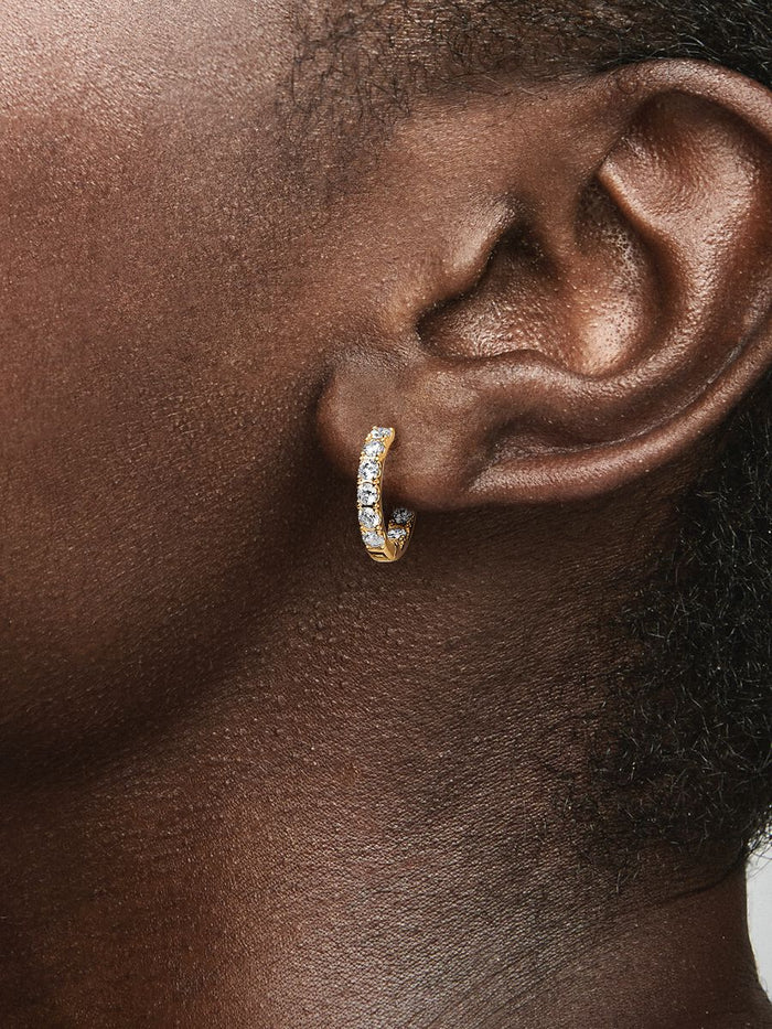 Gold Sparkling Row Eternity Hoop Earrings