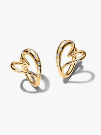 Organically Shaped Stone-Set Heart Hoop Earrings