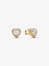 Sparkling Elevated Heart Stud Earrings