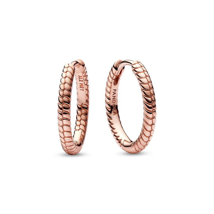 Snake chain pattern 14k rose gold-plated hoop