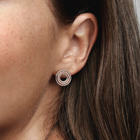 Signature Two tone Logo & Pavé Circle Earrings