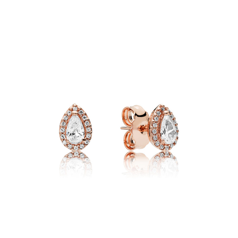 Pandora Rose stud earrings with clear cubic zirconia
