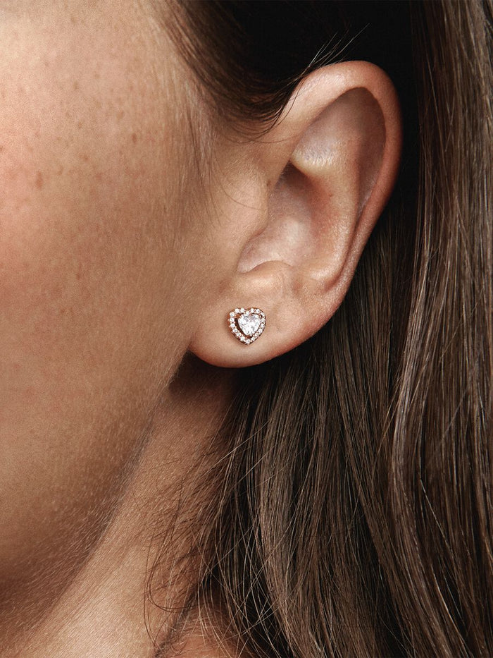 Sparkling Elevated Heart Stud Earrings