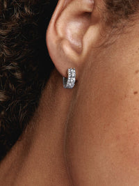 Double Band Pave Hoop Earrings