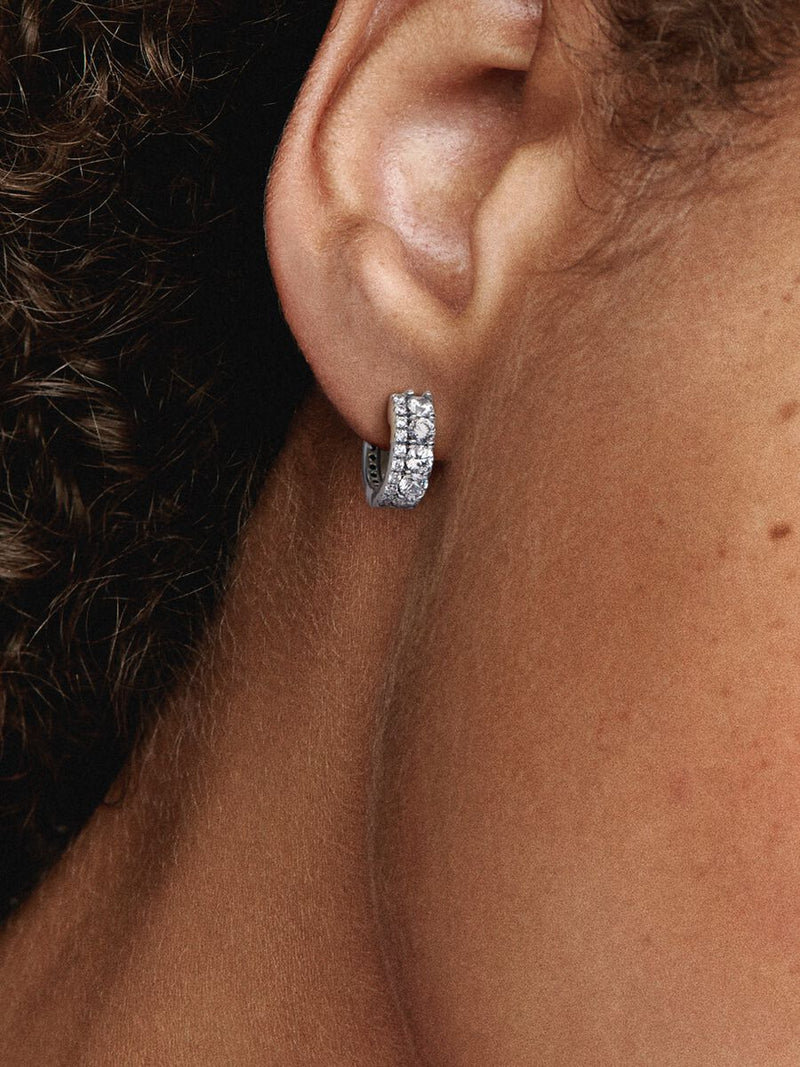Double Band Pave Hoop Earrings