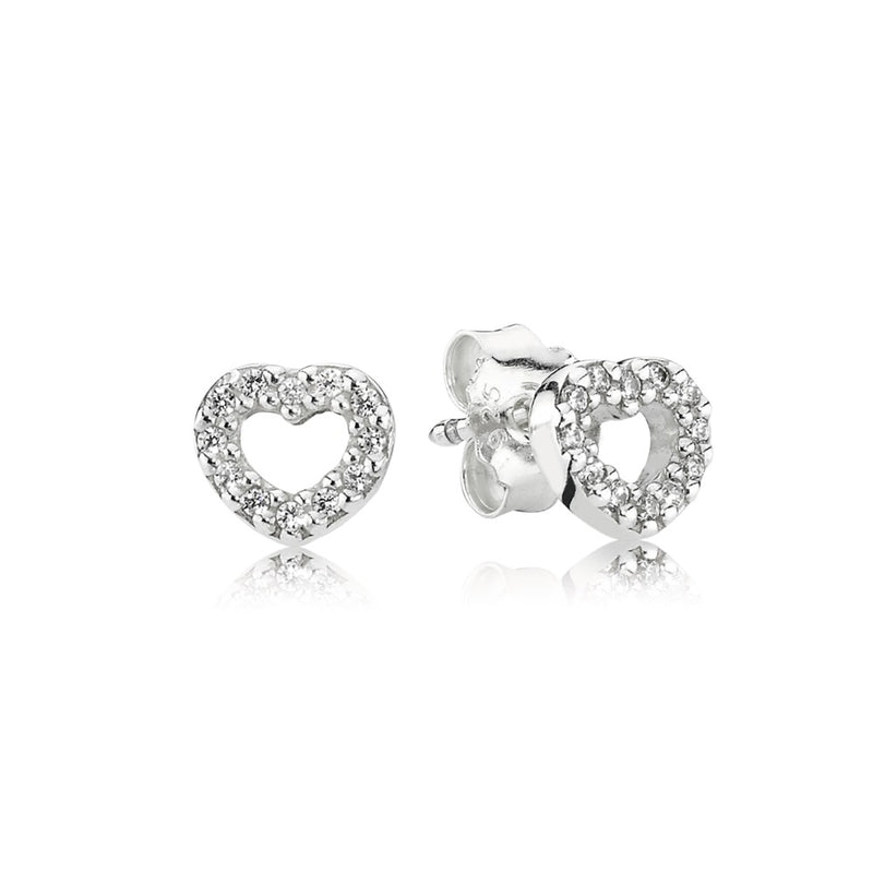Silver stud earring with cubic zirconia