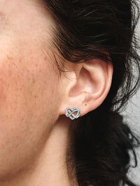 Sparkling Infinity Heart Stud Earrings