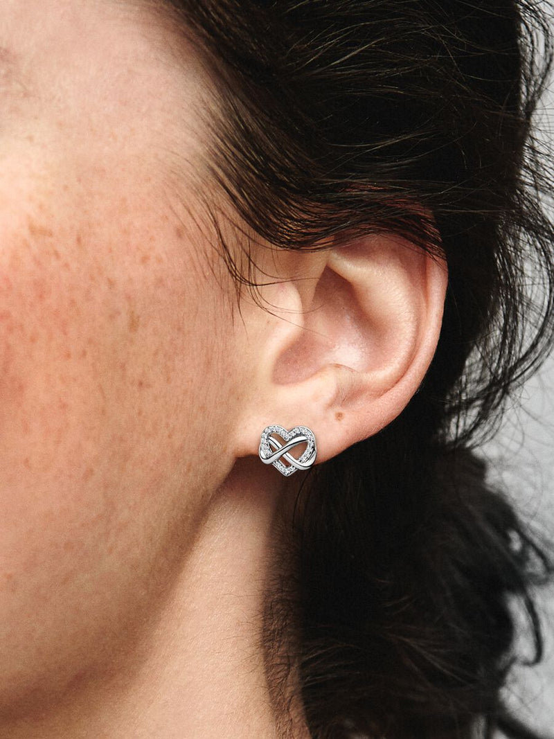 Sparkling Infinity Heart Stud Earrings