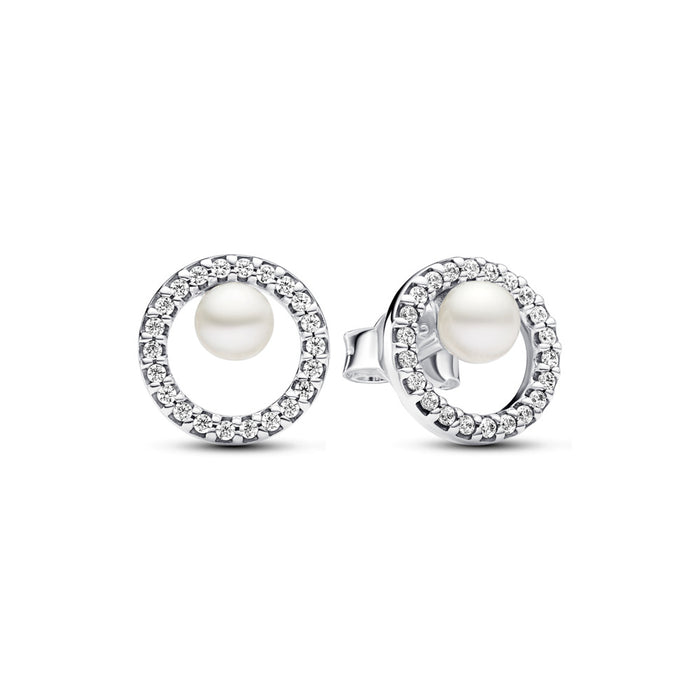 Treated Freshwater Cultured Pearl & PavÃ© Halo Stud Earrings