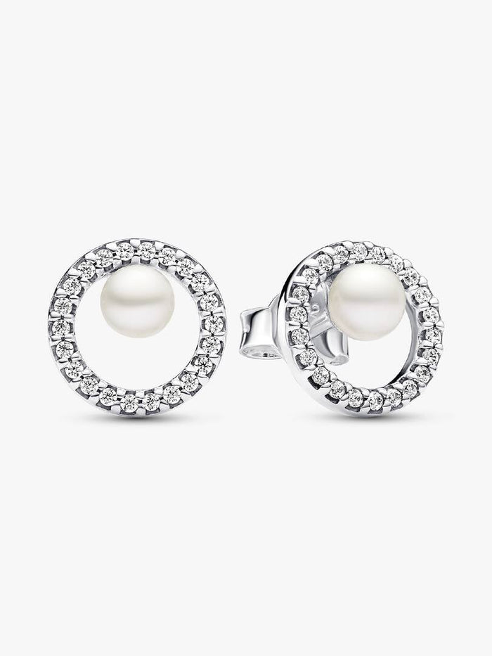 Treated Freshwater Cultured Pearl & Pave Halo Stud Earrings