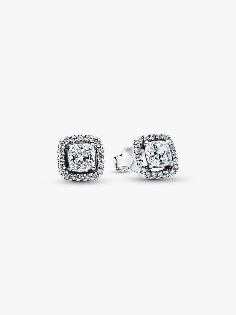 Square Halo Stud Earrings