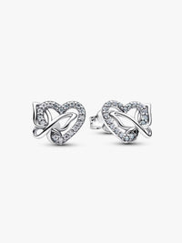 Entwined Heart & Butterfly Stud Earrings
