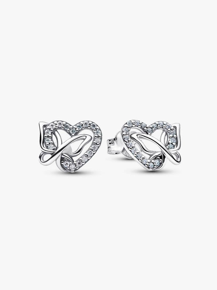 Entwined Heart & Butterfly Stud Earrings