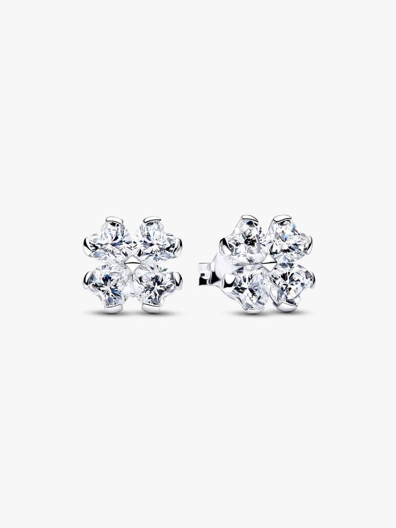Sparkling Lucky Clover Stud Earrings