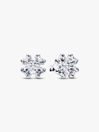 Sparkling Lucky Clover Stud Earrings