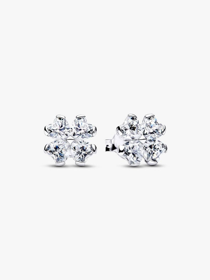 Sparkling Lucky Clover Stud Earrings