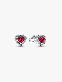 Elevated Red Heart Stud Earrings