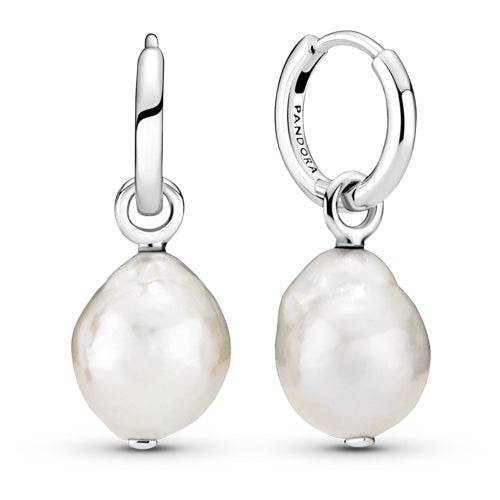 PANDORA FRESHWATER PEARL HOOP EARRINGS