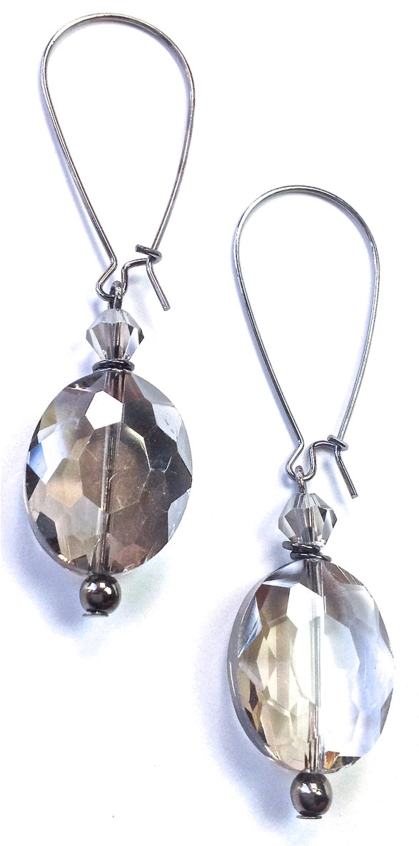 Faceted Glass Dangle Earrings
