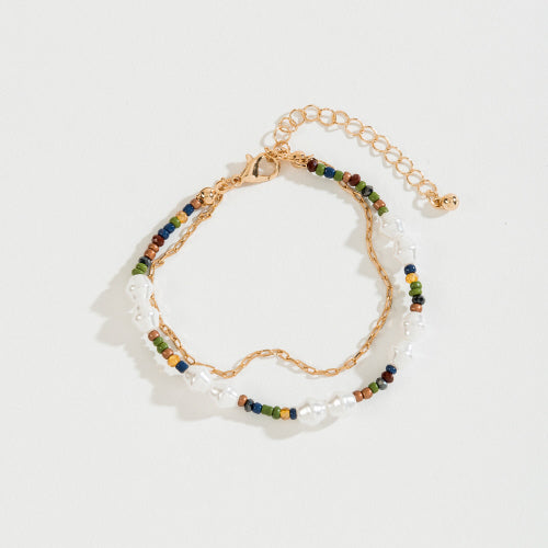 Seed Bead & Chain Layered Bracelet