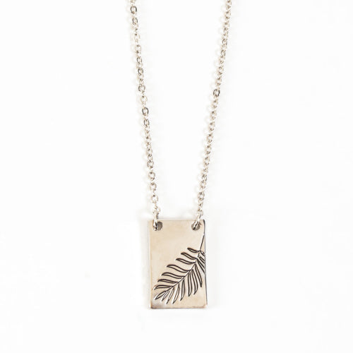 Engraved Palm Pendant Necklace