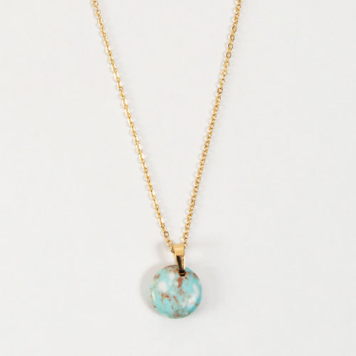 Brown & Turquoise Marbled Pendant Necklace