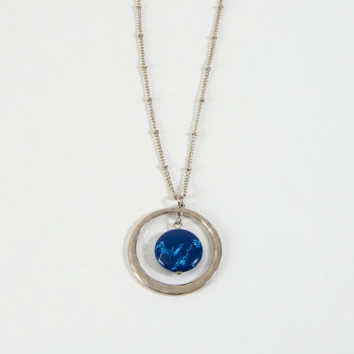 Marbled Blue Ring Pendant Necklace
