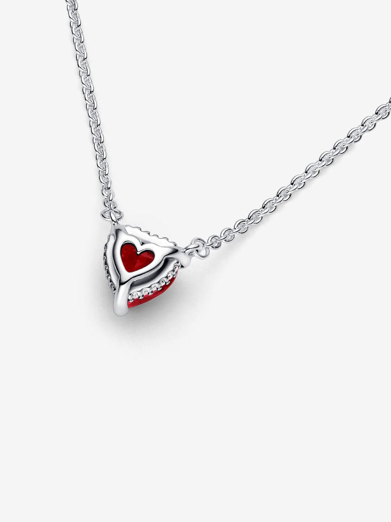 Sparkling Heart Halo Pendant Collier Necklace