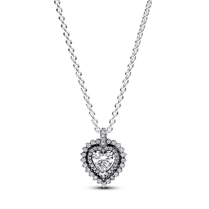 Sparkling Heart Halo Pendant Necklace