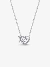 Entwined Heart & Butterfly Pendant Necklace