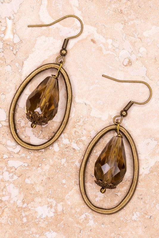 Bronze Beaded Hoop Earrings