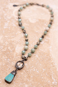 Beaded Stone Pendant Necklace