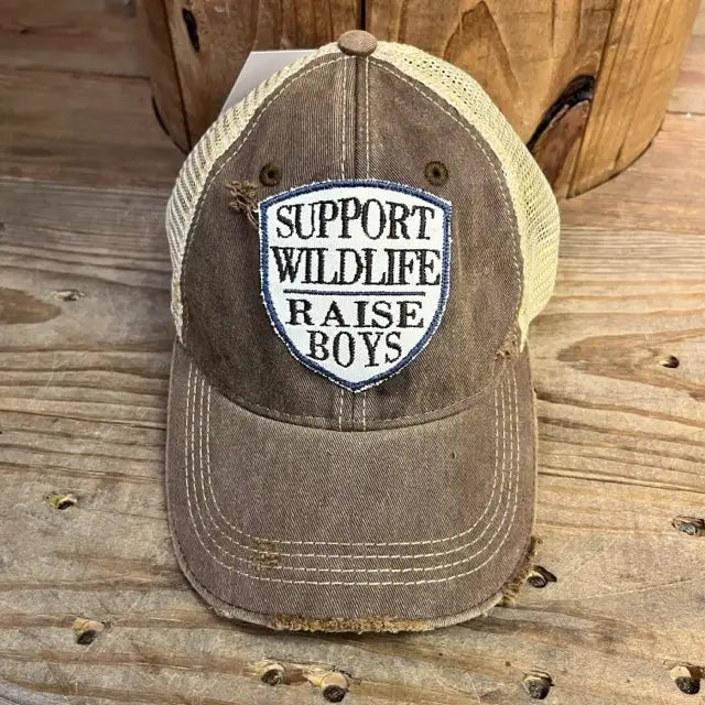 "Support Wildlife - Raise Boys" Distressed Cap